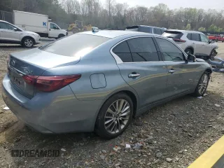 2019 Infiniti Q50 Luxe with VIN JN1EV7AR9KM553774, listed as a Copart auction lot 51593855 with 62,446 mi miles and Salvage title. Bid and sale history available at DreamBid. Image 3.