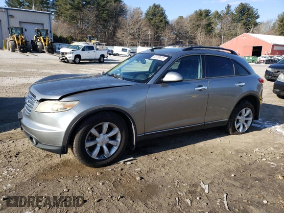 2005 Infiniti FX35 with VIN JNRAS08W15X201105, listed as a Copart auction lot 54051125 with 204,737 mi miles and Non Repairable. Bid and sale history available at carsss.com. Image 1.