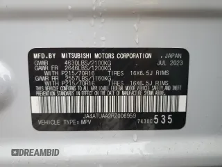 2024 Mitsubishi Eclipse Cross ES с VIN JA4ATUAA2RZ006959, выставлен на аукционе Copart как лот 82399804 с пробегом 6 373 миль миль и На запчасти • Non repairable. История ставок и продаж доступна на DreamBid. Изображение 12.