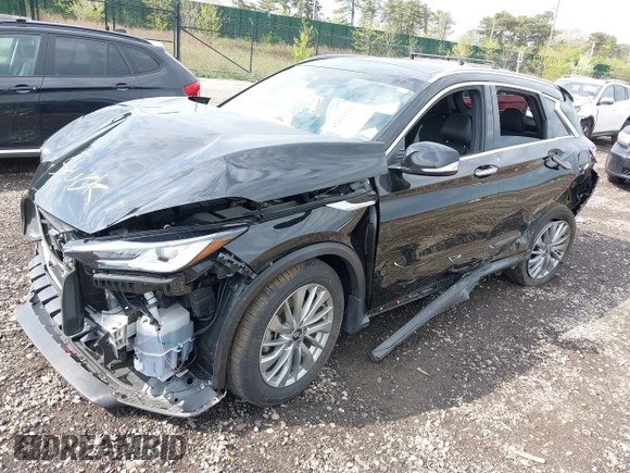 2024 Infiniti QX50 Luxe with VIN 3PCAJ5BB9RF101243, listed as a IAAI auction lot 42161110 with 15,540 mi miles and . Bid and sale history available at DreamBid. Image 2.