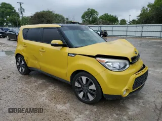 2014 Kia Soul + with VIN KNDJX3A50E7043571, listed as a Copart auction lot 53580215 with Not Provided miles and Salvage Title. Bid and sale history available at DreamBid. Image 4.