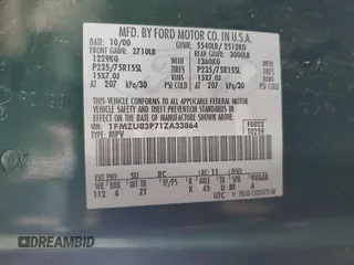 2001 Ford Explorer XLT with VIN 1FMZU83P71ZA33864, listed as a Copart auction lot 80287744 with 204,581 mi miles and Salvage title. Bid and sale history available at DreamBid. Image 12.