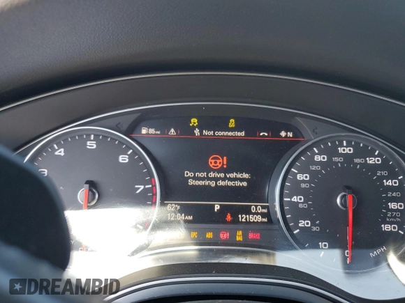 2016 Audi A6 Premium Plus with VIN WAUGFAFC9GN115615, listed as a Copart auction lot 55492445 with 121,509 mi miles and Salvage title. Bid and sale history available at DreamBid. Image 9.