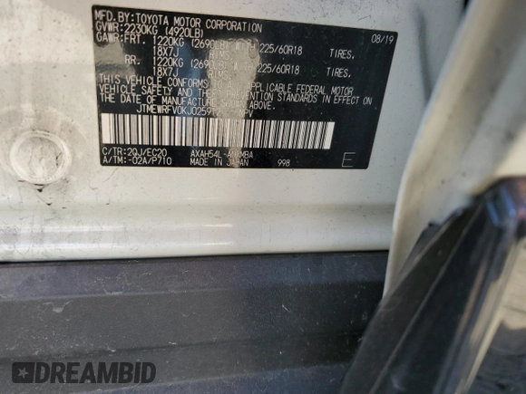 2019 Toyota RAV4 Hybrid XSE z VIN JTMEWRFV0KJ025912, wystawiony jako Copart lot #54350235 z przebiegiem 37 677 mil mil oraz Szkoda całkowita • Salvage title. Historia ofert i sprzedaży dostępna na DreamBid. Obrazek 14.