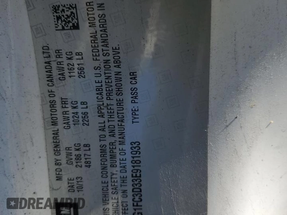 2014 Chevrolet Camaro LT z VIN 2G1FC3D33E9181933, wystawiony jako Copart lot #86049524 z przebiegiem Nie podano mil oraz Szkoda całkowita • Salvage title. Historia ofert i sprzedaży dostępna na DreamBid. Obrazek 13.