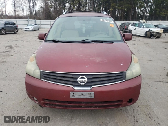 2007 Nissan Quest with VIN 5N1BV28U27N130688, listed as a Copart auction lot 42023765 with 219,621 mi miles and Salvage Title. Bid and sale history available at carsss.com. Image 5.