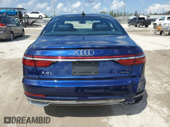 2021 Audi A8 with VIN WAU8DAF8XMN027495, listed as a Copart auction lot 50395145 with 19,508 mi miles and Salvage Title. Bid and sale history available at carsss.com. Image 6.