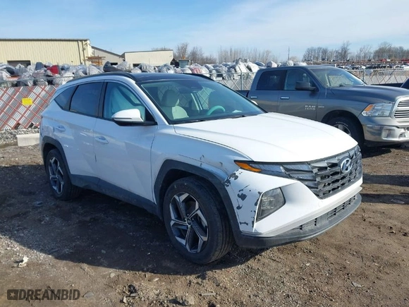 2023 Hyundai Tucson Hybrid SEL Convenience with VIN KM8JFCA16PU093455, listed as a IAAI auction lot 41849930 with 22,421 mi miles. Bid and sale history available at carsss.com. Image 1.