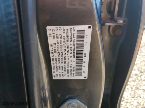 2010 Acura RDX Tech Pkg with VIN 5J8TB1H5XAA006365, listed as a Copart auction lot 44885065 with 165,594 mi miles and Salvage Title. Bid and sale history available at carsss.com. Image 13.