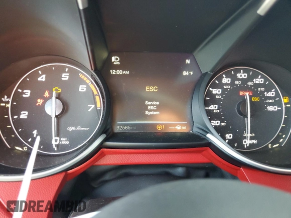 2018 Alfa Romeo Giulia Ti Sport with VIN ZARFAECN2J7597825, listed as a Copart auction lot 64125035 with 92,565 mi miles and Clean title. Bid and sale history available at DreamBid. Image 9.