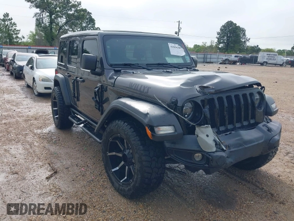2021 Jeep Wrangler Unlimited Sport S with VIN 1C4HJXDG2MW700461, listed as a IAAI auction lot 41894307 with 82,454 mi miles. Bid and sale history available at carsss.com. Image 1.