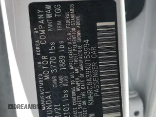2022 Hyundai Venue SEL with VIN KMHRC8A39NU153994, listed as a Copart auction lot 54273795 with 76,084 mi miles and Salvage title. Bid and sale history available at DreamBid. Image 13.