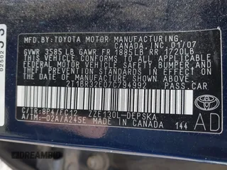 2007 Toyota Corolla CE with VIN 2T1BR32E07C794992, listed as a IAAI auction lot 42026681 with 163,088 mi miles and . Bid and sale history available at DreamBid. Image 9.
