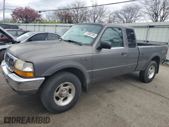 2000 Ford Ranger XLT with VIN 1FTZR15X0YPA23290, listed as a Copart auction lot 53002385 with 126,655 mi miles and Salvage Title. Bid and sale history available at carsss.com. Image 1.