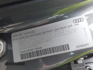 2015 Audi A3 Premium Plus z VIN WAUCCGFF6F1135248, wystawiony jako IAAI lot #42077767 z przebiegiem 75 806 mil mil oraz . Historia ofert i sprzedaży dostępna na DreamBid. Obrazek 9.