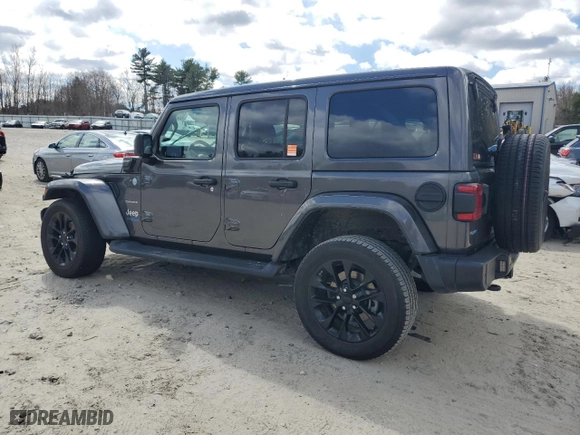 2021 Jeep Wrangler 4xe Unlimited Sahara with VIN 1C4JJXP61MW644758, listed as a Copart auction lot 50034335 with 39,268 mi miles and Salvage Title. Bid and sale history available at carsss.com. Image 2.