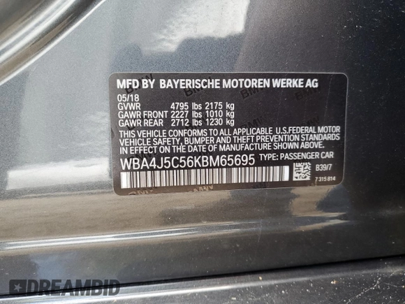 2019 BMW 4 Series 440i z VIN WBA4J5C56KBM65695, wystawiony jako Copart lot #78271404 z przebiegiem 57 283 mil mil oraz Szkoda całkowita • Salvage title. Historia ofert i sprzedaży dostępna na DreamBid. Obrazek 12.