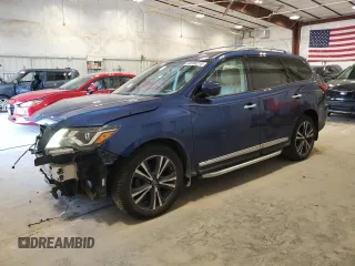 2018 Nissan Pathfinder Platinum z VIN 5N1DR2MM2JC610185, wystawiony jako Copart lot #60086215 z przebiegiem 64 048 mil mil oraz Nie do naprawy • Non repairable. Historia ofert i sprzedaży dostępna na DreamBid. Obrazek 1.