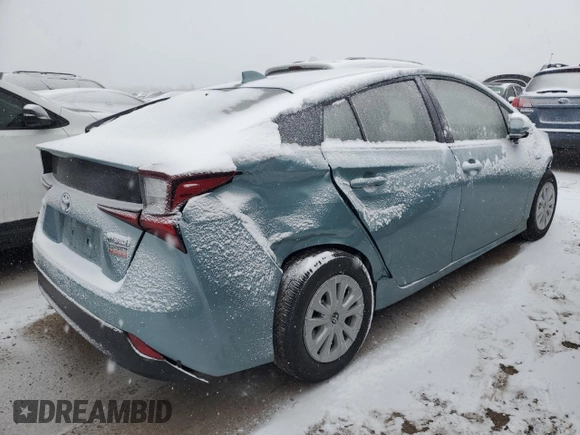 2022 Toyota Prius L Eco with VIN JTDKAMFU6N3187693, listed as a Copart auction lot 44617075 with 26,821 mi miles and Salvage Title. Bid and sale history available at DreamBid. Image 3.