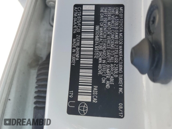 2018 Toyota C-HR XLE z VIN NMTKHMBX4JR031512, wystawiony jako Copart lot #55096715 z przebiegiem 100 522 mil mil oraz Szkoda całkowita • Salvage title. Historia ofert i sprzedaży dostępna na DreamBid. Obrazek 13.