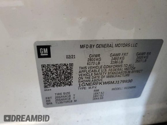2021 Chevrolet Traverse LS with VIN 1GNERFKW6MJ179930, listed as a Copart auction lot 63435344 with 50,267 mi miles and Clean Title. Bid and sale history available at carsss.com. Image 14.