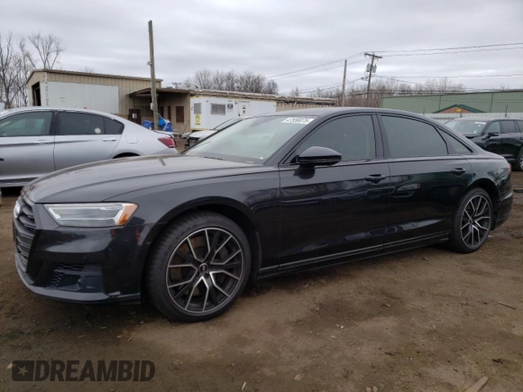 2020 Audi A8 L with VIN WAU8EAF85LN013807, listed as a Copart auction lot 47556075 with 44,921 mi miles and Salvage Title. Bid and sale history available at carsss.com. Image 1.