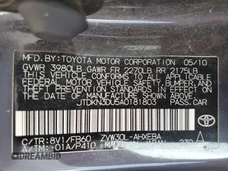2010 Toyota Prius II z VIN JTDKN3DU5A0181803, wystawiony jako Copart lot #60538755 z przebiegiem 184 304 mil mil oraz Czysty tytuł • Clean title. Historia ofert i sprzedaży dostępna na DreamBid. Obrazek 12.