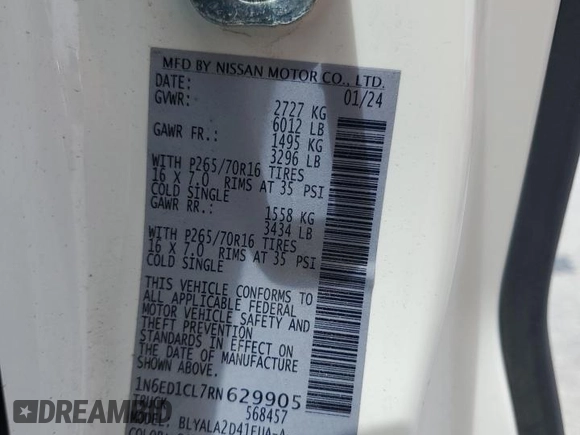 2024 Nissan Frontier S с VIN 1N6ED1CL7RN629905, выставлен на аукционе Copart как лот 60063485 с пробегом 18 065 миль миль и Чистый • Clean title. История ставок и продаж доступна на DreamBid. Изображение 12.