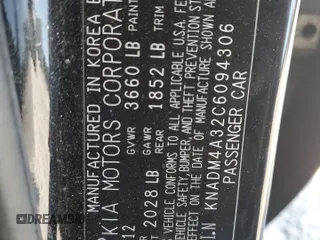 2012 Kia Rio LX with VIN KNADM4A32C6094306, listed as a Copart auction lot 50883425 with 185,627 mi miles and Salvage Title. Bid and sale history available at carsss.com. Image 12.