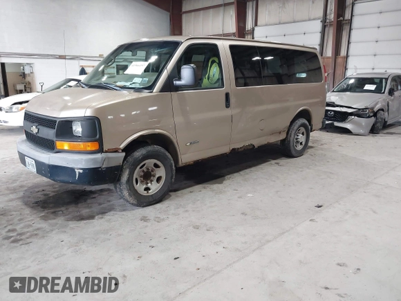 2005 Chevrolet Express Passenger with VIN 1GAHG35U651173253, listed as a IAAI auction lot 41966197 with 368,386 mi miles and . Bid and sale history available at DreamBid. Image 2.