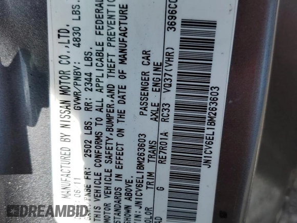 2011 Infiniti G37 x with VIN JN1CV6EL1BM263603, listed as a Copart auction lot 67864324 with Not Provided miles and Salvage Title. Bid and sale history available at carsss.com. Image 13.