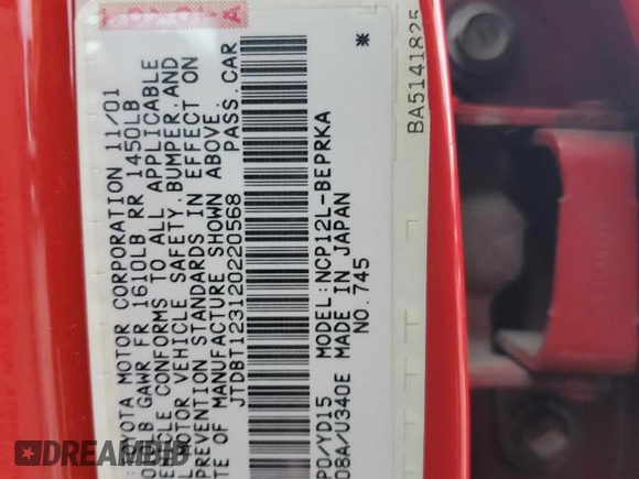 2002 Toyota ECHO z VIN JTDBT123120220568, wystawiony jako Copart lot #84178494 z przebiegiem 136 001 mil mil oraz Szkoda całkowita • Salvage title. Historia ofert i sprzedaży dostępna na DreamBid. Obrazek 12.