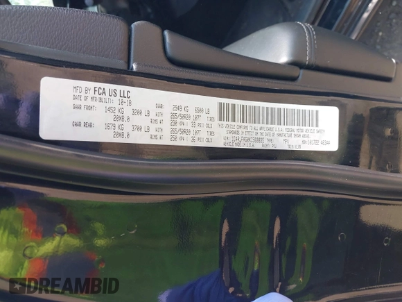 2019 Jeep Grand Cherokee Altitude with VIN 1C4RJFAG0KC568835, listed as a IAAI auction lot 42416530 with 97,175 mi miles and . Bid and sale history available at DreamBid. Image 9.