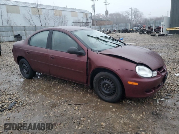 2002 Dodge Neon SE with VIN 1B3AS46C52D558916, listed as a Copart auction lot 86253164 with 103,592 mi miles and Non Repairable. Bid and sale history available at carsss.com. Image 4.