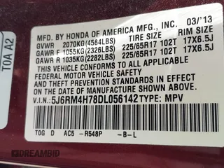 2013 Honda CR-V EX-L z VIN 5J6RM4H78DL056142, wystawiony jako IAAI lot #42269132 z przebiegiem 135 895 mil mil oraz . Historia ofert i sprzedaży dostępna na DreamBid. Obrazek 9.