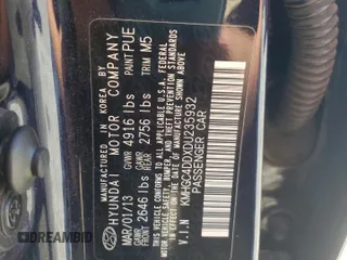 2013 Hyundai Genesis 3.8L with VIN KMHGC4DDXDU235932, listed as a Copart auction lot 57728705 with 140,778 mi miles and Salvage title. Bid and sale history available at DreamBid. Image 14.