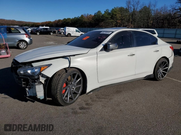 2014 Infiniti Q50 Sport with VIN JN1BV7AP7EM689505, listed as a Copart auction lot 80259044 with Not Provided miles and Salvage Title. Bid and sale history available at DreamBid. Image 1.