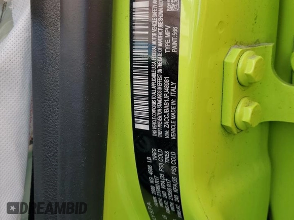 2018 Jeep Renegade Upland with VIN ZACCJBAB1JPJ48981, listed as a Copart auction lot 79749844 with Not provided miles and Non repairable. Bid and sale history available at DreamBid. Image 12.