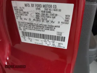 2012 Ford Escape XLT with VIN 1FMCU9D74CKB92167, listed as a IAAI auction lot 42618310 with Not provided miles and . Bid and sale history available at DreamBid. Image 9.