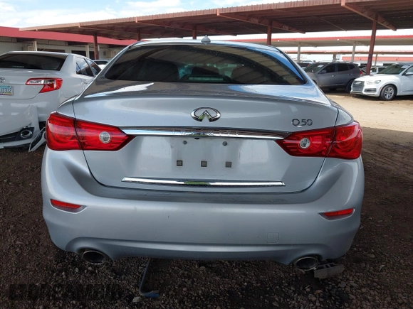 2015 Infiniti Q50 Premium with VIN JN1BV7AP9FM333610, listed as a IAAI auction lot 42029779 with 168,740 mi miles. Bid and sale history available at carsss.com. Image 16.