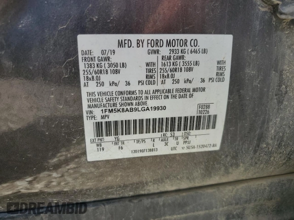 2020 Ford Police Interceptor Utility z VIN 1FM5K8AB9LGA19930, wystawiony jako Copart lot #55056095 z przebiegiem Nie podano mil oraz Szkoda całkowita • Salvage title. Historia ofert i sprzedaży dostępna na DreamBid. Obrazek 12.