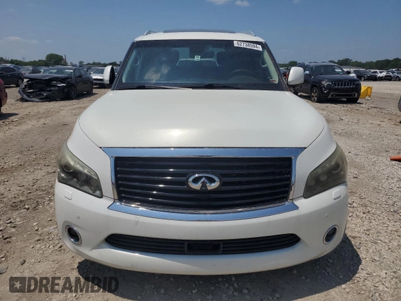 2012 Infiniti QX56 7-passenger with VIN JN8AZ2NE4C9019603, listed as a Copart auction lot 62738594 with 224,183 mi miles and Salvage Title. Bid and sale history available at carsss.com. Image 5.