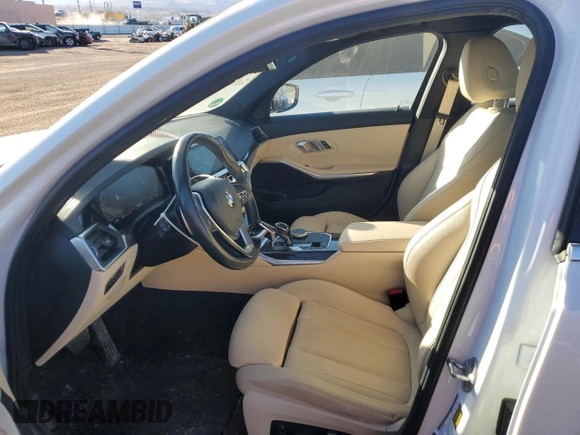 2021 BMW 3 Series 330i xDrive with VIN WBA5R7C01MFK13622, listed as a Copart auction lot 46520295 with 58,260 mi miles and Salvage title. Bid and sale history available at DreamBid. Image 7.