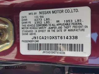 1995 Nissan Maxima GLE с VIN JN1CA21DXST614338, выставлен на аукционе IAAI как лот 42496135 с пробегом 263 931 миль миль и . История ставок и продаж доступна на DreamBid. Изображение 9.