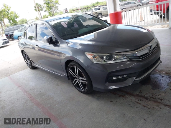 2016 Honda Accord Sport with VIN 1HGCR2F59GA093334, listed as a IAAI auction lot 42138977 with 104,271 mi miles and . Bid and sale history available at DreamBid. Image 1.