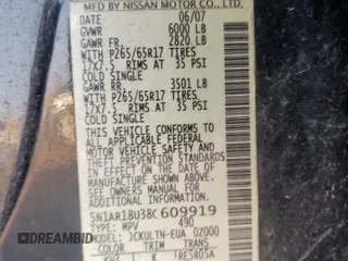 2008 Nissan Pathfinder LE с VIN 5N1AR18U38C609919, выставлен на аукционе Copart как лот 59702375 с пробегом 313 826 миль миль и Списание • Salvage title. История ставок и продаж доступна на DreamBid. Изображение 13.