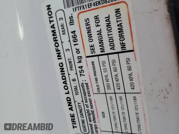 2014 Ford F-150 XL with VIN 1FTFX1EF4EKD82862, listed as a Copart auction lot 46857695 with Not provided miles and Clean title. Bid and sale history available at DreamBid. Image 12.