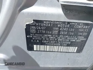 2007 Hyundai Azera SE with VIN KMHFC46F17A199984, listed as a IAAI auction lot 42357676 with 215,196 mi miles and . Bid and sale history available at DreamBid. Image 9.