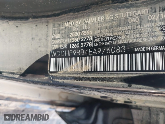 2014 Mercedes-Benz E 550 Sport with VIN WDDHF9BB4EA976083, listed as a IAAI auction lot 41166237 with Not Provided miles and . Bid and sale history available at DreamBid. Image 9.