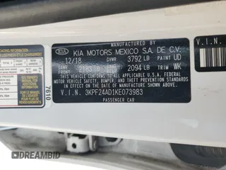 2019 Kia Forte LXS with VIN 3KPF24AD1KE073983, listed as a Copart auction lot 56288935 with 126,191 mi miles and Salvage title. Bid and sale history available at DreamBid. Image 12.